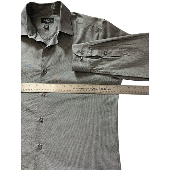 Alfani Mens Gray Button Down Dress Shirt Slim Fit Medium 32-33 - Picture 5 of 9